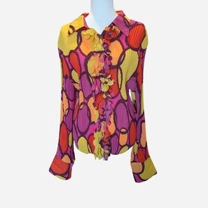 Vintage Milano Colorful Abstract Blouse